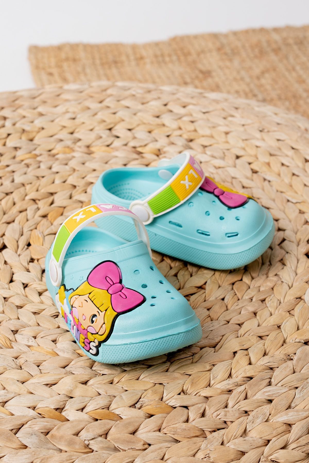Unisex Çocuk Figürlü Sticker Sandalet-Terlik TURKUAZ-PEMBE - 25