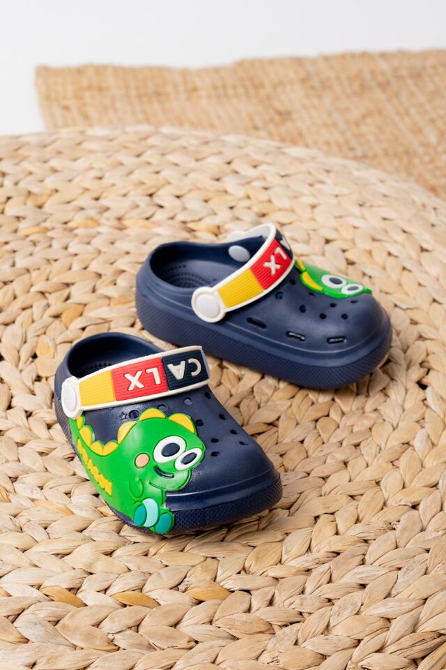 Unisex Çocuk Figürlü Sticker Sandalet-Terlik LACİVERT-YEŞİL - 27
