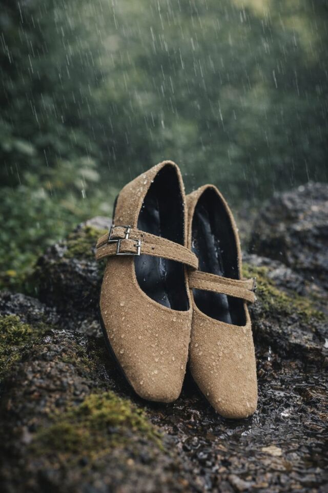 Kadın Üstten Kemerli Çift Tokalı Çift Bantlı Tokalı Süet Babet Süet VİZON - 40