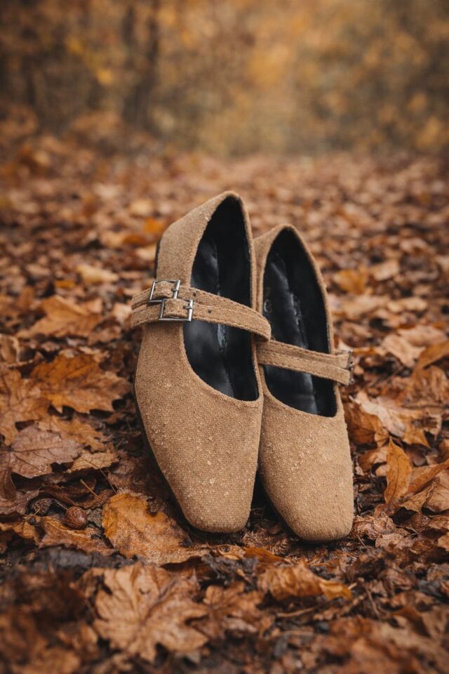 Kadın Üstten Kemerli Çift Tokalı Çift Bantlı Tokalı Süet Babet Süet VİZON - 40