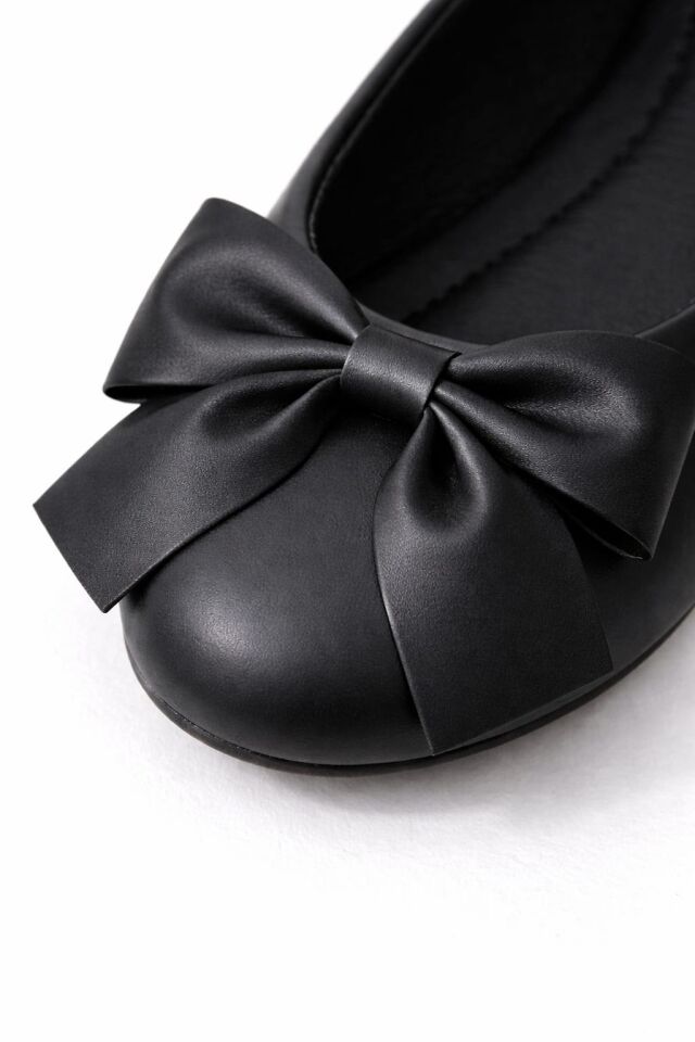 Zarif Kadın Günlük  Kurdele Detaylı Yuvarlak Burun Şık Babet SİYAH - 40