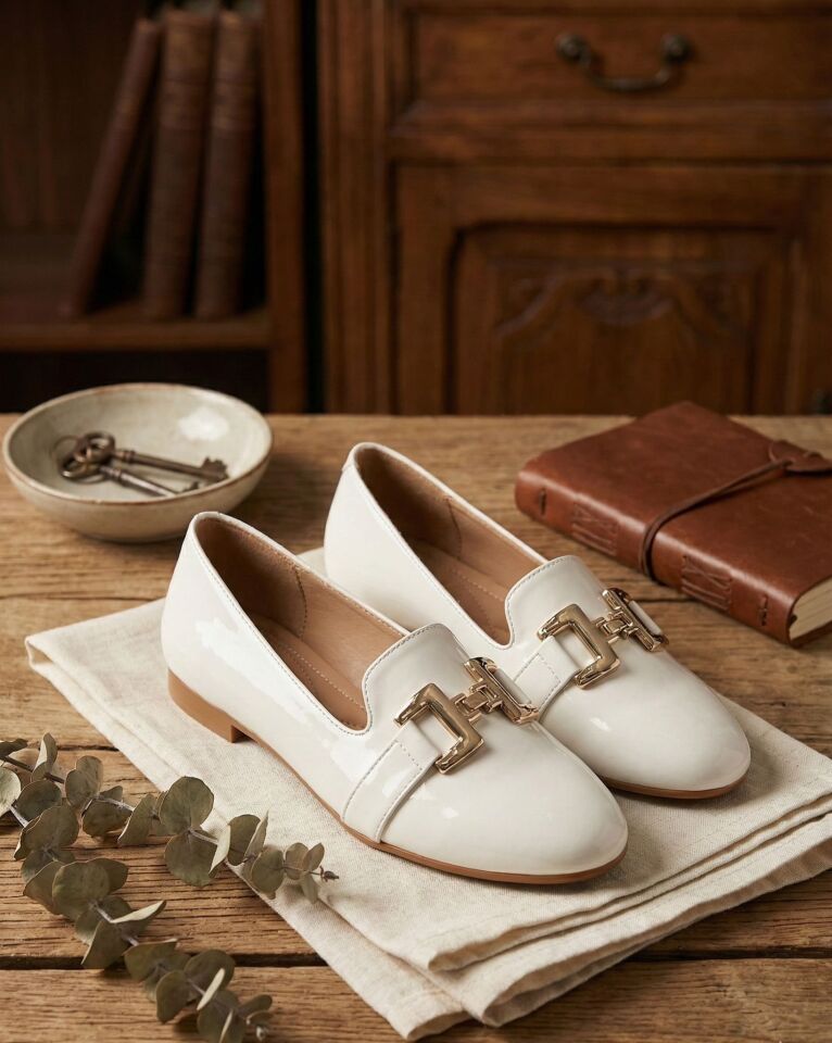 Kadın Çift Göz Toka Detaylı Babet Hafif Rahat Taban Günlük Ayakkabı Babet