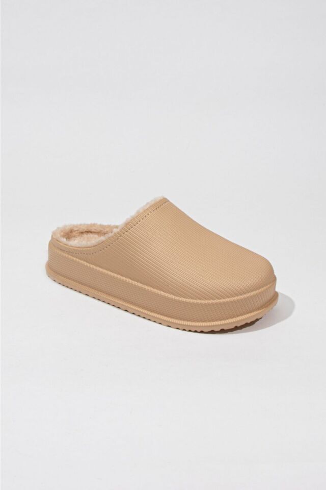 Vizon Mat Faylon Taban Içi Tüylü Erkek Ev Terliği CAMEL - 36
