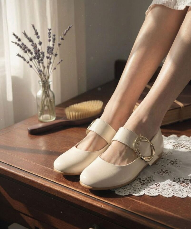 Kadın Günlük Rahat Babet Kalın Kemerli Kadın Babet