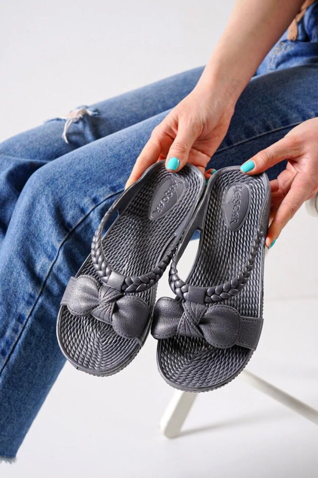 2'li Unisex Kaymaz Sokak Plaj Yazlık Gündelik terlik İKİLİ KAŞGAR - 40