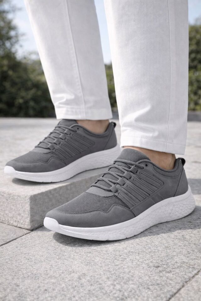 Erkek Günlük Spor Ayakkabı Hafif Taban Nefes Alabilen Fileli Kaymaz Rahat Sneaker FÜME - 43