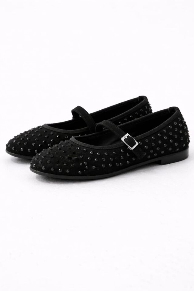 Taşlı Tokalı Kadın Babet – Şık ve Rahat Günlük Babet SİYAH - 38