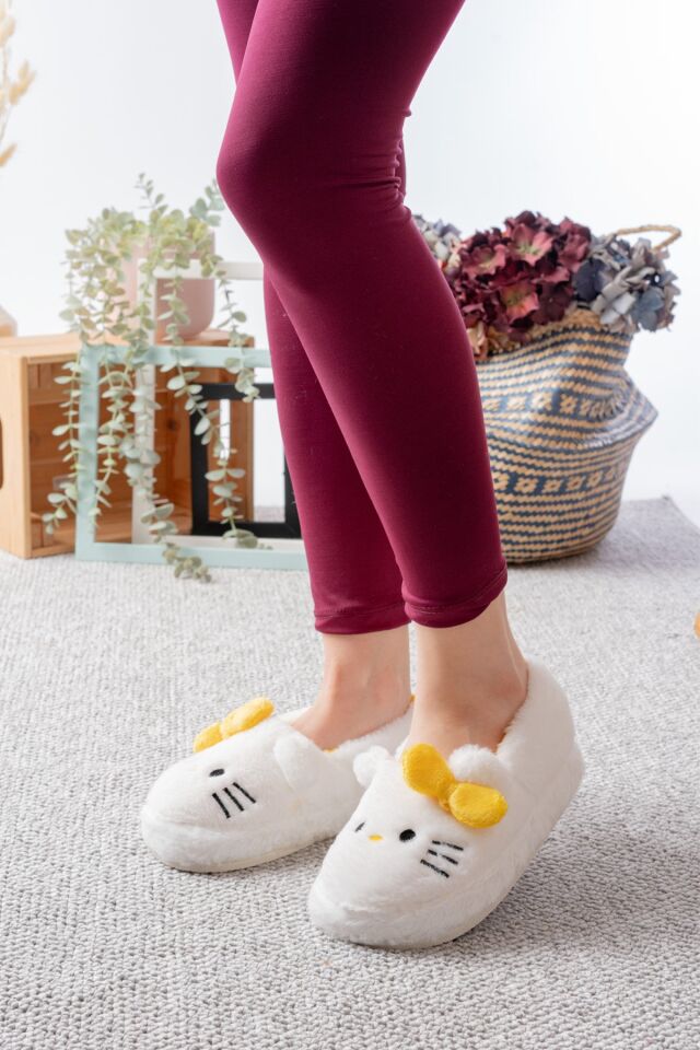 Yumuşak Tüylü Peluş Panduf Terlik Ev Kadın Panduf SARI - 38