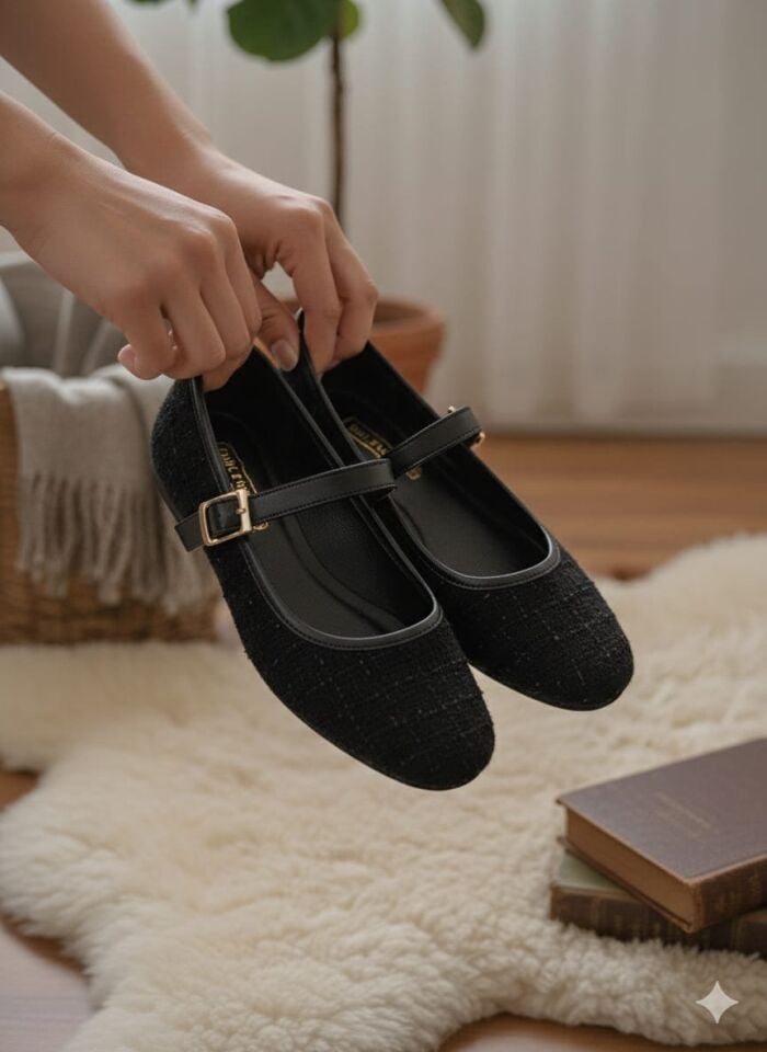 Tüvit Kumaş Mary Jane Babet Şık Tokalı Ortopedik Taban Günlük Ayakkabı Tüvit Kumaş Mary Jane Babet Şık Tokalı Ortopedik Taban Günlük Ayakkabı