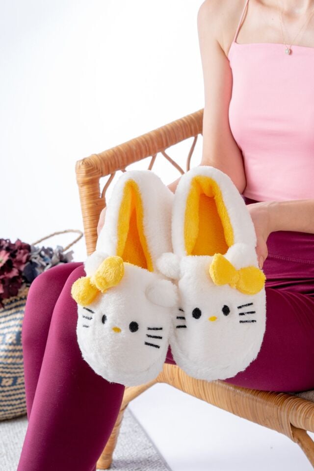Yumuşak Tüylü Peluş Panduf Terlik Ev Kadın Panduf SARI - 40