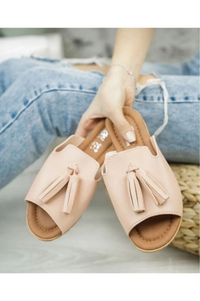 2'li Unisex Kaymaz Sokak Plaj Yazlık Gündelik terlik İKİLİ PÜSKÜL - 38