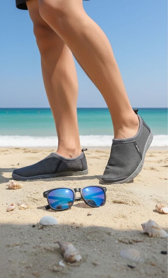 Kalın Tabanlı Çok Amaçlı Deniz Ayakkabısı Havuz Plaj Bahçe Ev Patiği GRİ - 42