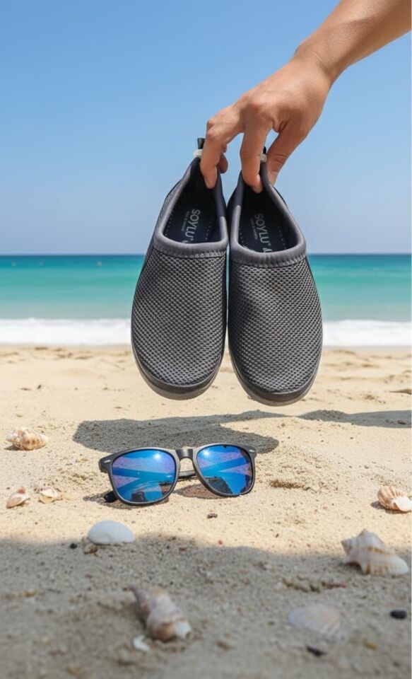 Kalın Tabanlı Çok Amaçlı Deniz Ayakkabısı Havuz Plaj Bahçe Ev Patiği GRİ - 42