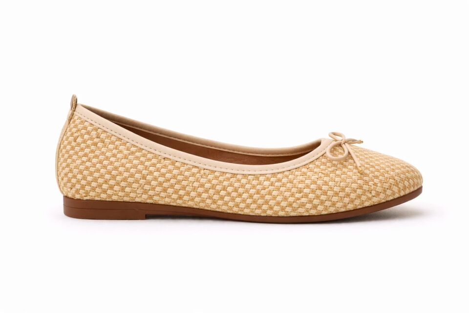 Tüvit Kumaş Mary Jane Babet Şık Tokalı Ortopedik Taban Günlük Ayakkabı BIYIKLI KARELİ KREM - 37