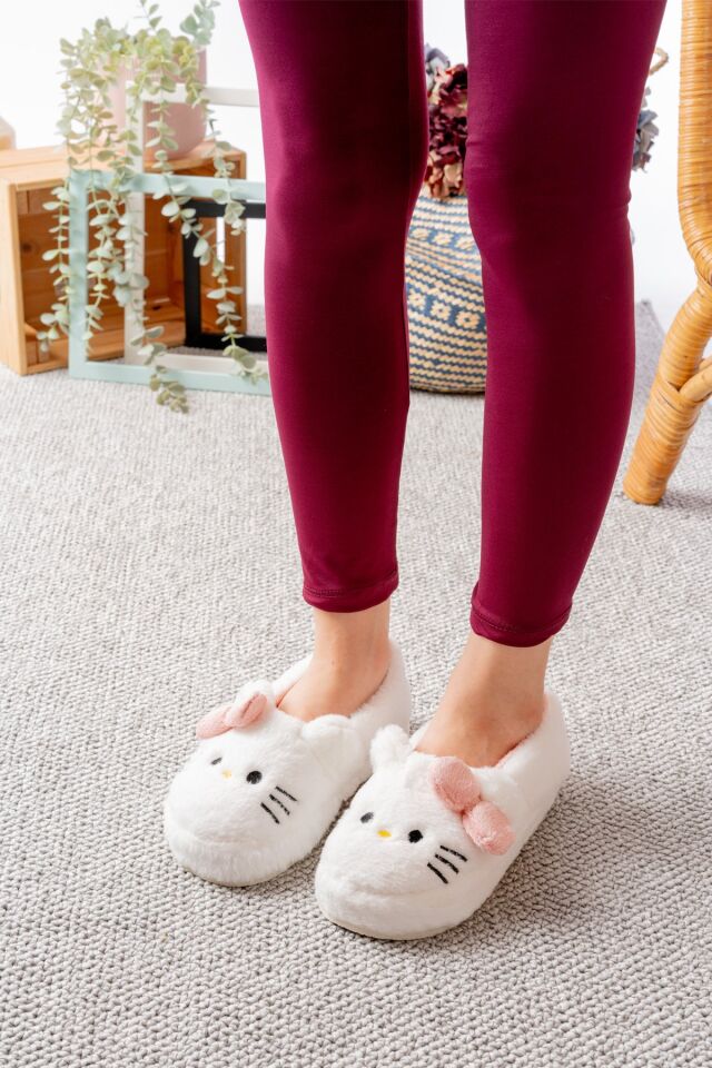 Yumuşak Tüylü Peluş Panduf Terlik Ev Kadın Panduf PUDRA - 34-35