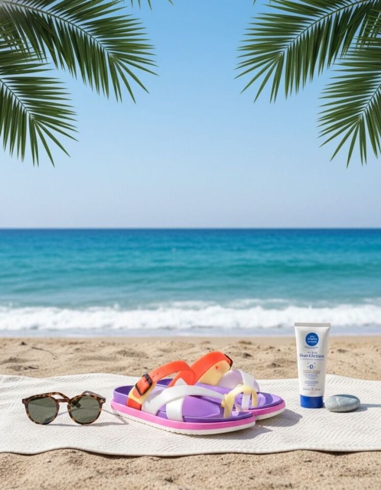 Kadın Rengarenk Kaydırmaz Taban Esnek ve Rahat Plaj Havuz Deniz Ev Bahçe Parmak Arası Terlik