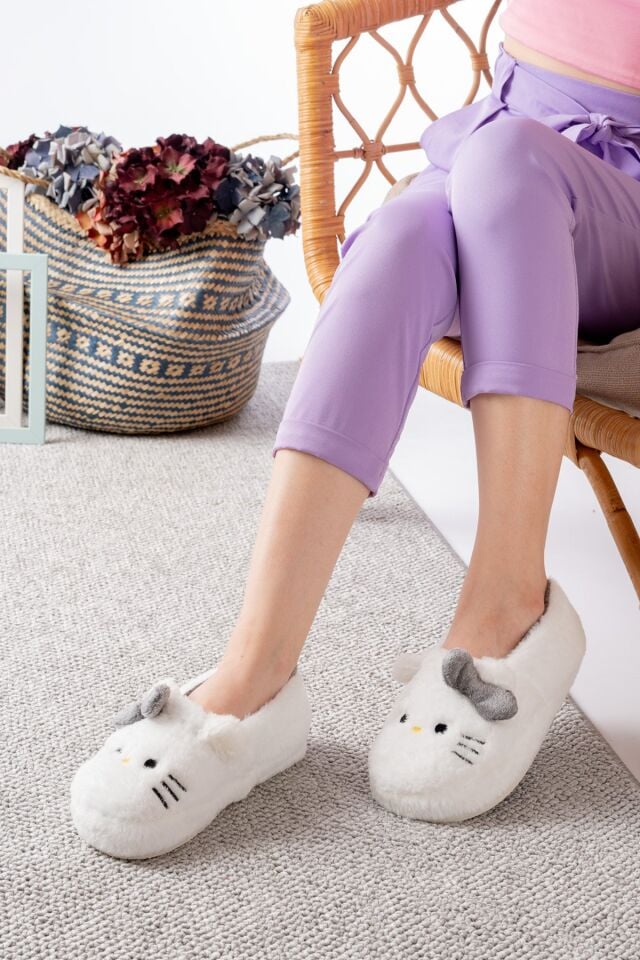 Yumuşak Tüylü Peluş Panduf Terlik Ev Kadın Panduf GRİ - 34-35