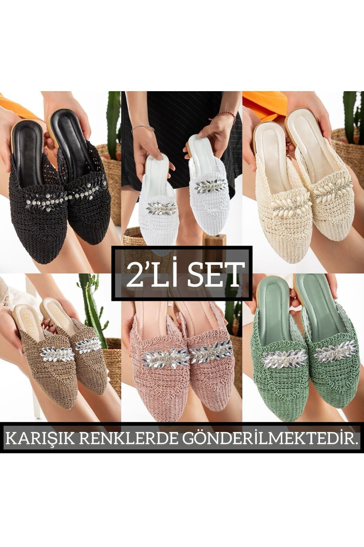 2'li Unisex Kaymaz Sokak Plaj Yazlık Gündelik terlik İKİLİ DUBAİ - 40