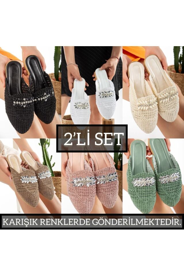 2'li Unisex Kaymaz Sokak Plaj Yazlık Gündelik terlik İKİLİ DUBAİ - 40