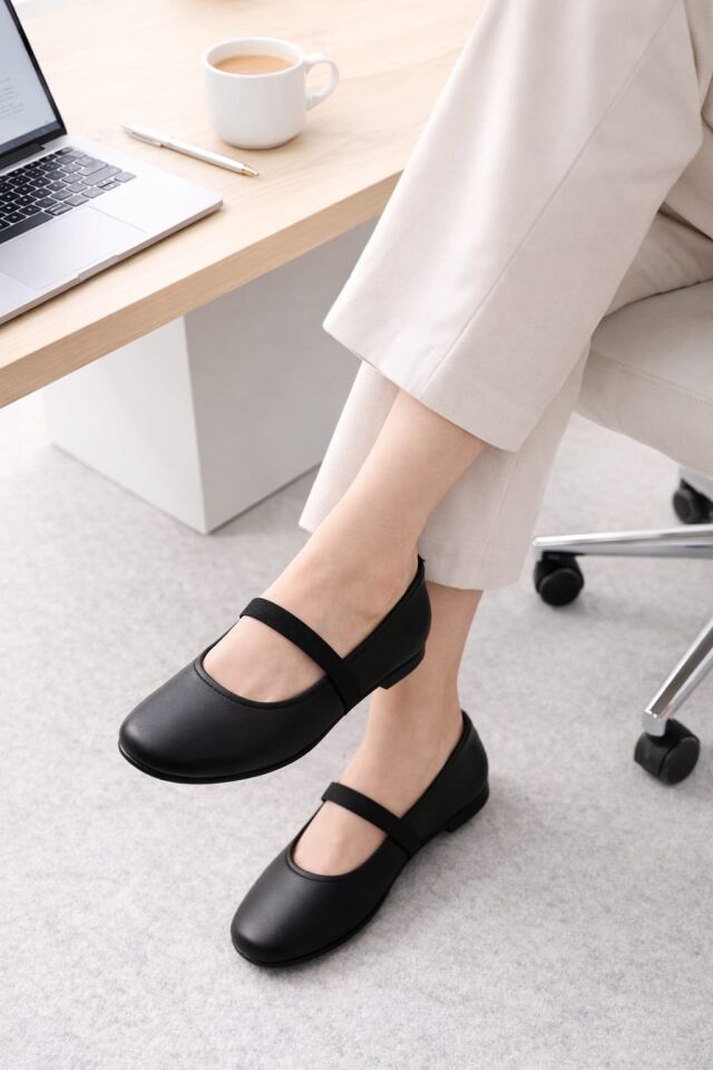 Lastikli Babet Hafif Rahat Taban Ortopedik Kadın Anne Ayakkabısı Iş Ofis Günlük Siyah-Kahverengi - 40