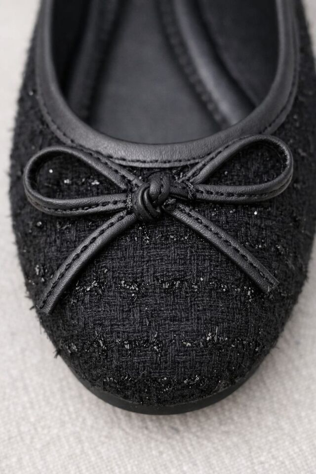 Tüvit Kumaş Mary Jane Babet Şık Tokalı Ortopedik Taban Günlük Ayakkabı BIYIKLI SİYAH - 40