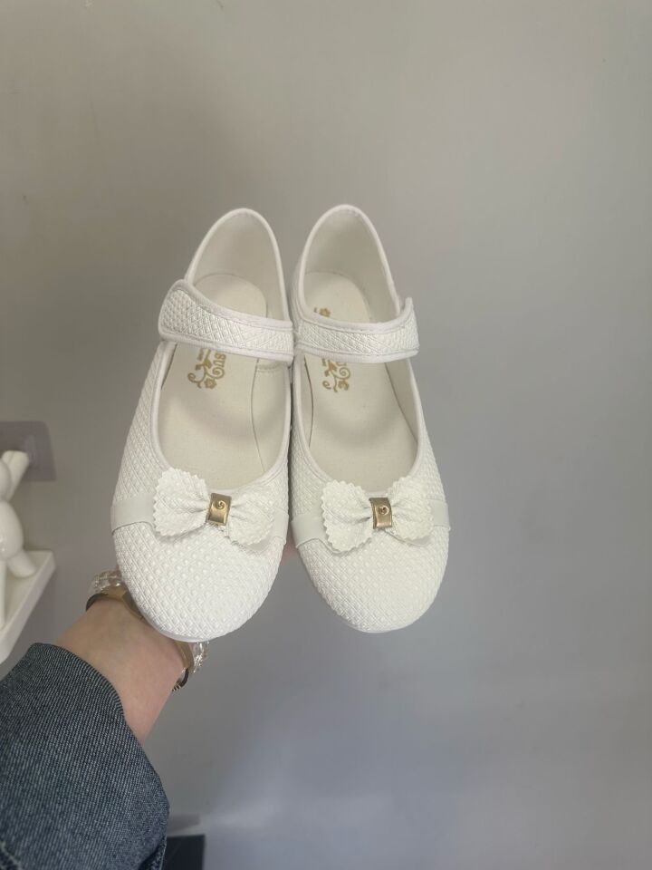 KIZ ÇOCUK GÜNLÜK BABET FİYONK DETAYLI YUMUŞAK RAHAT TABANLI BEYAZ - 31