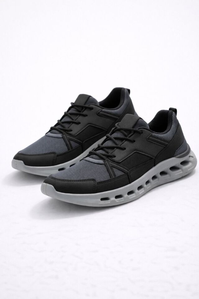 Erkek Beyaz Street Style Sneaker Hafif Esnek Taban Günlük Kullanım Spor Yürüyüş Ayakkabısı FÜME-SİYAH - 43
