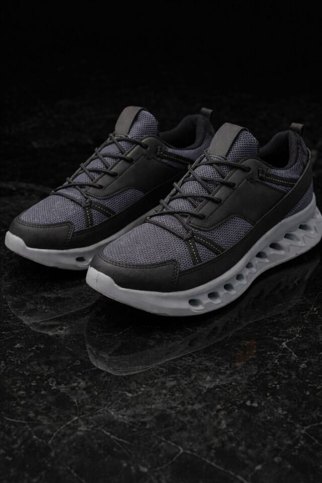Erkek Beyaz Street Style Sneaker Hafif Esnek Taban Günlük Kullanım Spor Yürüyüş Ayakkabısı FÜME-SİYAH - 42