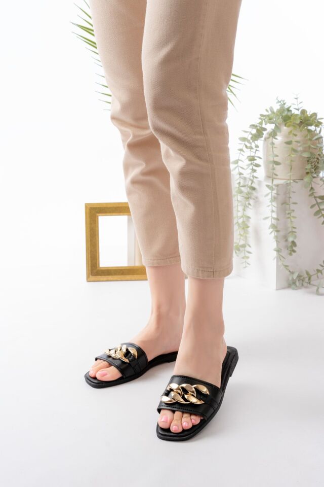 Zincirli Kadın Terlik Dış Mekan Sokak Plaj Ve Terliği