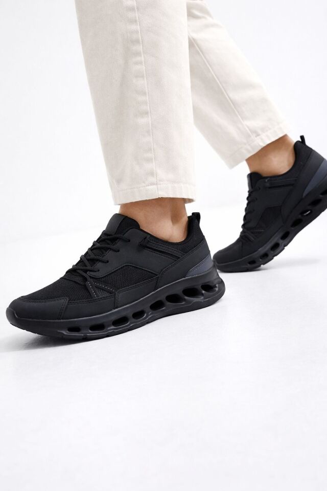 Erkek Beyaz Street Style Sneaker Hafif Esnek Taban Günlük Kullanım Spor Yürüyüş Ayakkabısı SİYAH-FÜME - 40
