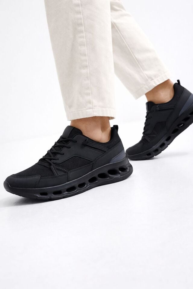 Erkek Beyaz Street Style Sneaker Hafif Esnek Taban Günlük Kullanım Spor Yürüyüş Ayakkabısı SİYAH-FÜME - 42