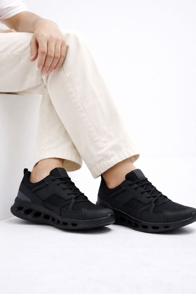 Erkek Beyaz Street Style Sneaker Hafif Esnek Taban Günlük Kullanım Spor Yürüyüş Ayakkabısı SİYAH-FÜME - 42