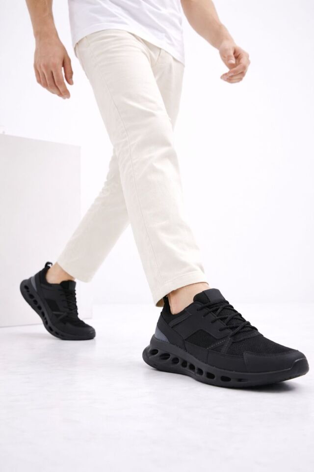 Erkek Beyaz Street Style Sneaker Hafif Esnek Taban Günlük Kullanım Spor Yürüyüş Ayakkabısı SİYAH-FÜME - 42