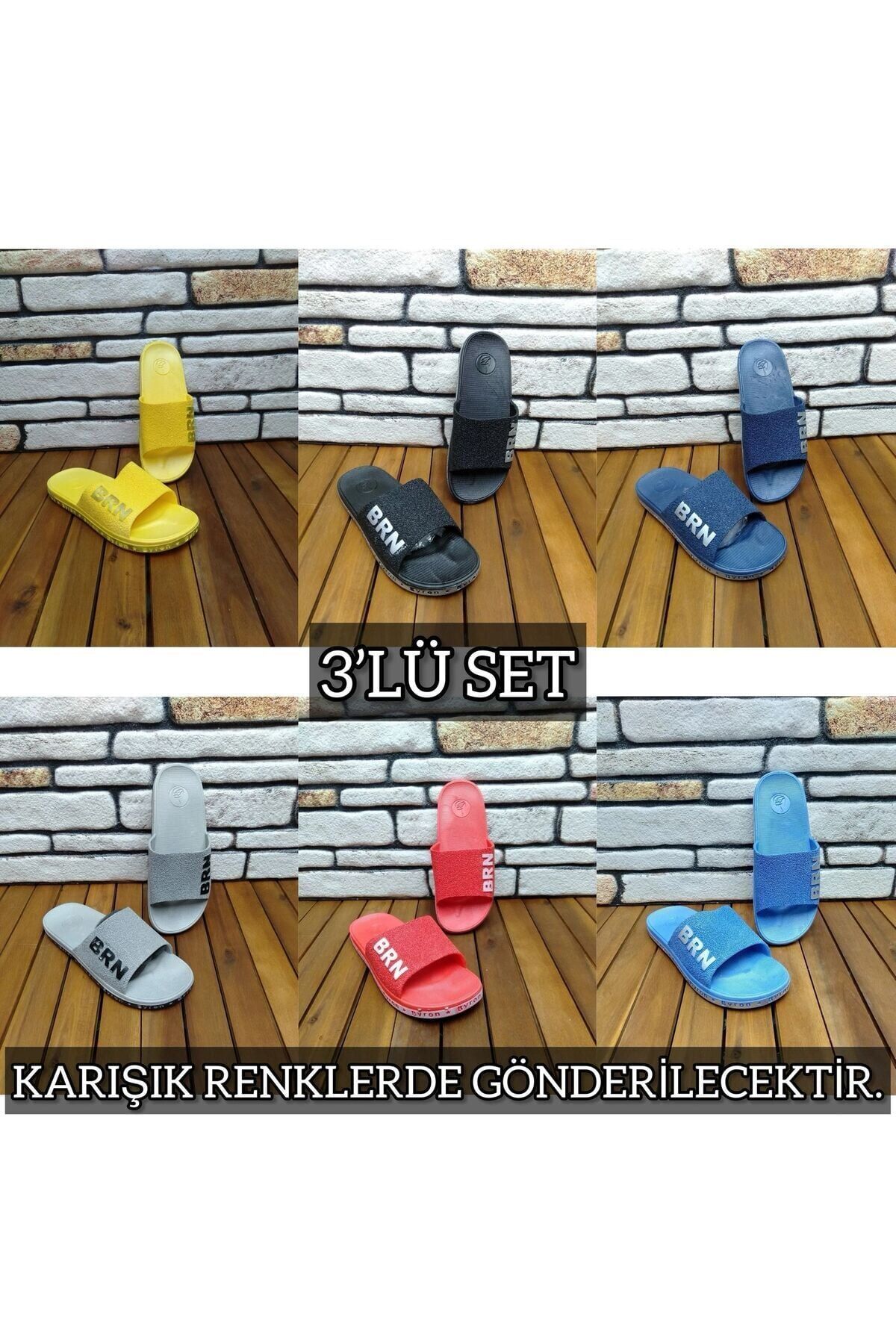 3'lü Kadın Kaymaz Sokak Plaj Banyo Yazlık Gündelik Terlik ÜÇLÜ BRN - 37