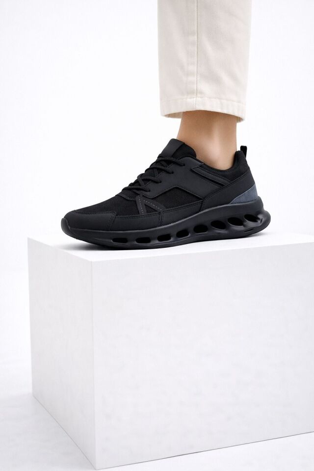 Erkek Beyaz Street Style Sneaker Hafif Esnek Taban Günlük Kullanım Spor Yürüyüş Ayakkabısı SİYAH-FÜME - 42
