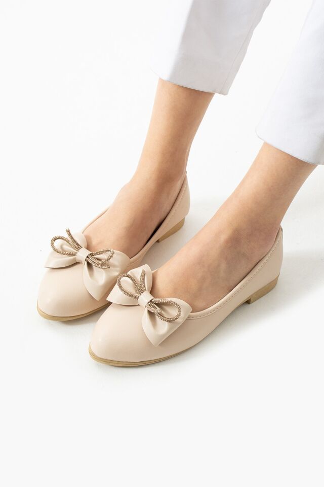 Kadın Kurdele Detaylı Sivri Burun Şık  Babet