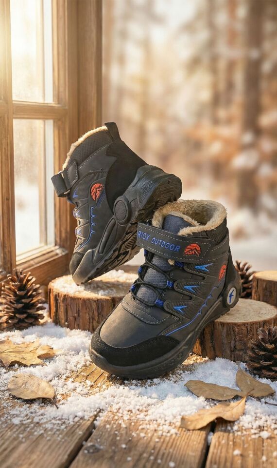 Kışlık Cırt Cırtlı Anatomik Taban Çocuk Rahat Bot Günlük Rahat Hafif Esnek Çocuk Bot GRİ - 34