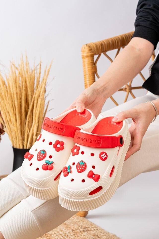 Unisex Yüksek Tabanlı Deniz Sabo Doktor Hemşire Hastane Comfort Sandalet Unisex VANİLYA KIRMIZI - 40