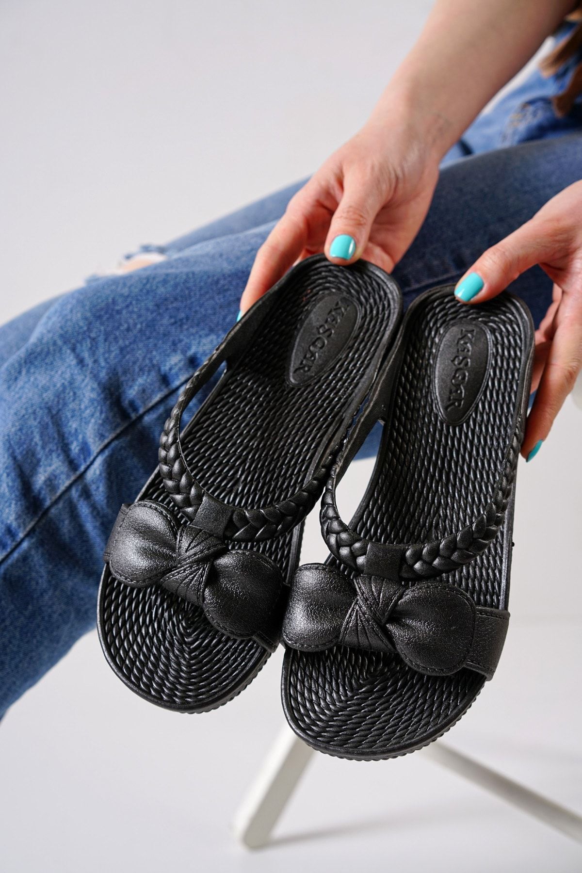 Kaymaz Tabanlı-banyo-balkon-plaj-sokak Terlik SİYAH - 36