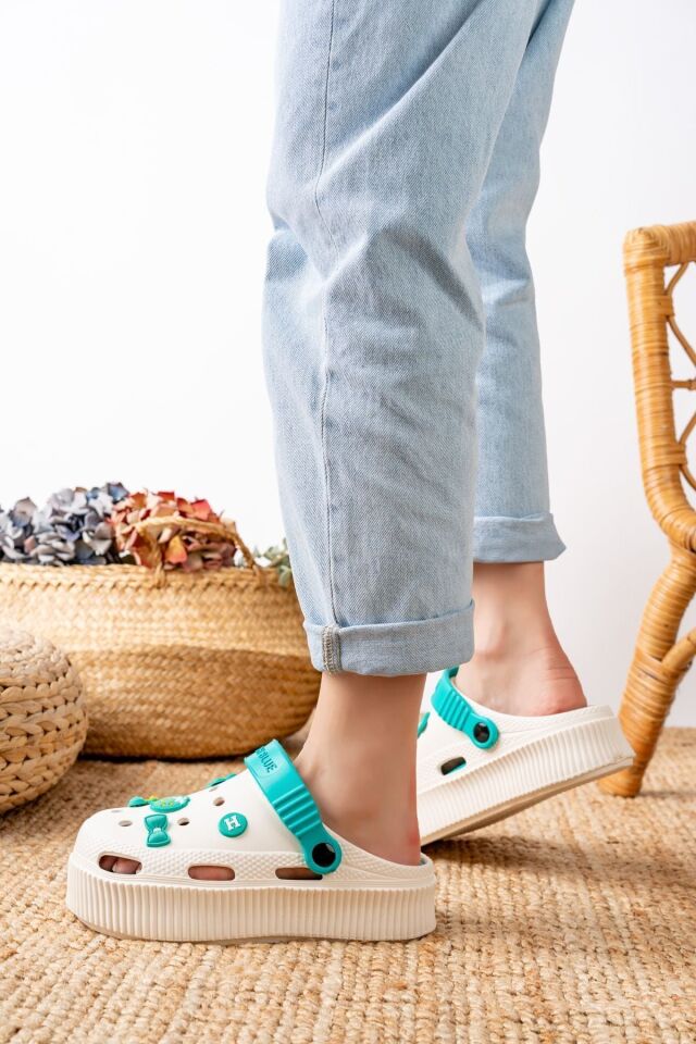 Unisex Yüksek Tabanlı Deniz Sabo Doktor Hemşire Hastane Comfort Sandalet Unisex VANİLYA YEŞİL - 40