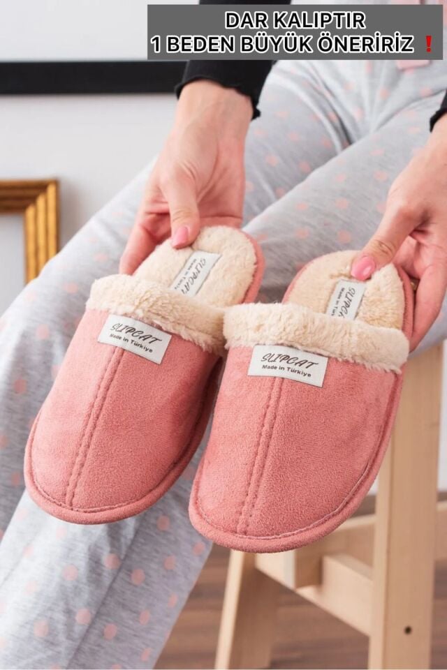 Içi Kürklü Ev Terliği Misafir Terliği Çeyiz Bohça Bahçe Terliği