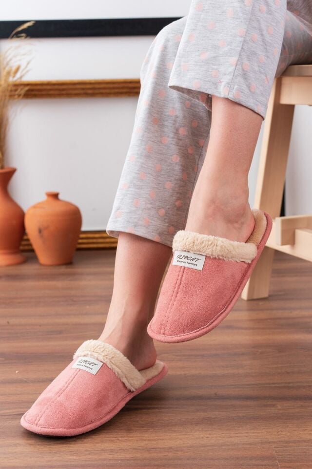 Içi Kürklü Ev Terliği Misafir Terliği Çeyiz Bohça Bahçe Terliği