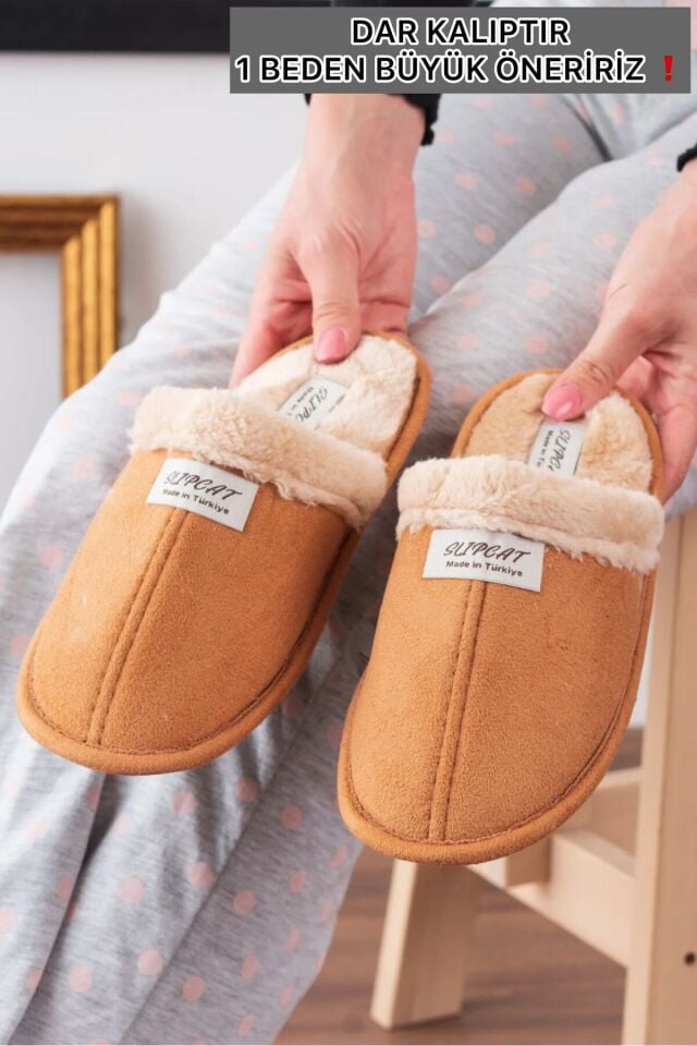 Içi Kürklü Ev Terliği Misafir Terliği Çeyiz Bohça Bahçe Terliği