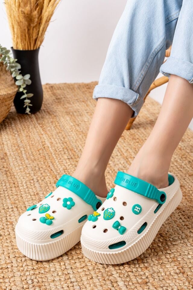 Unisex Yüksek Tabanlı Deniz Sabo Doktor Hemşire Hastane Comfort Sandalet Unisex VANİLYA YEŞİL - 38