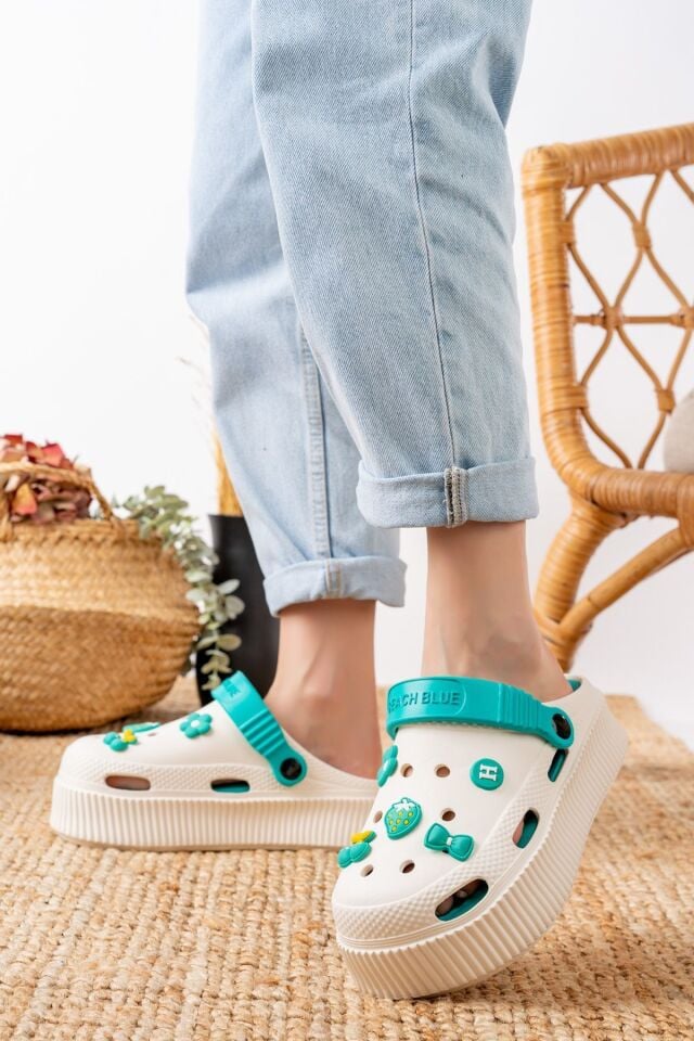 Unisex Yüksek Tabanlı Deniz Sabo Doktor Hemşire Hastane Comfort Sandalet Unisex VANİLYA YEŞİL - 38