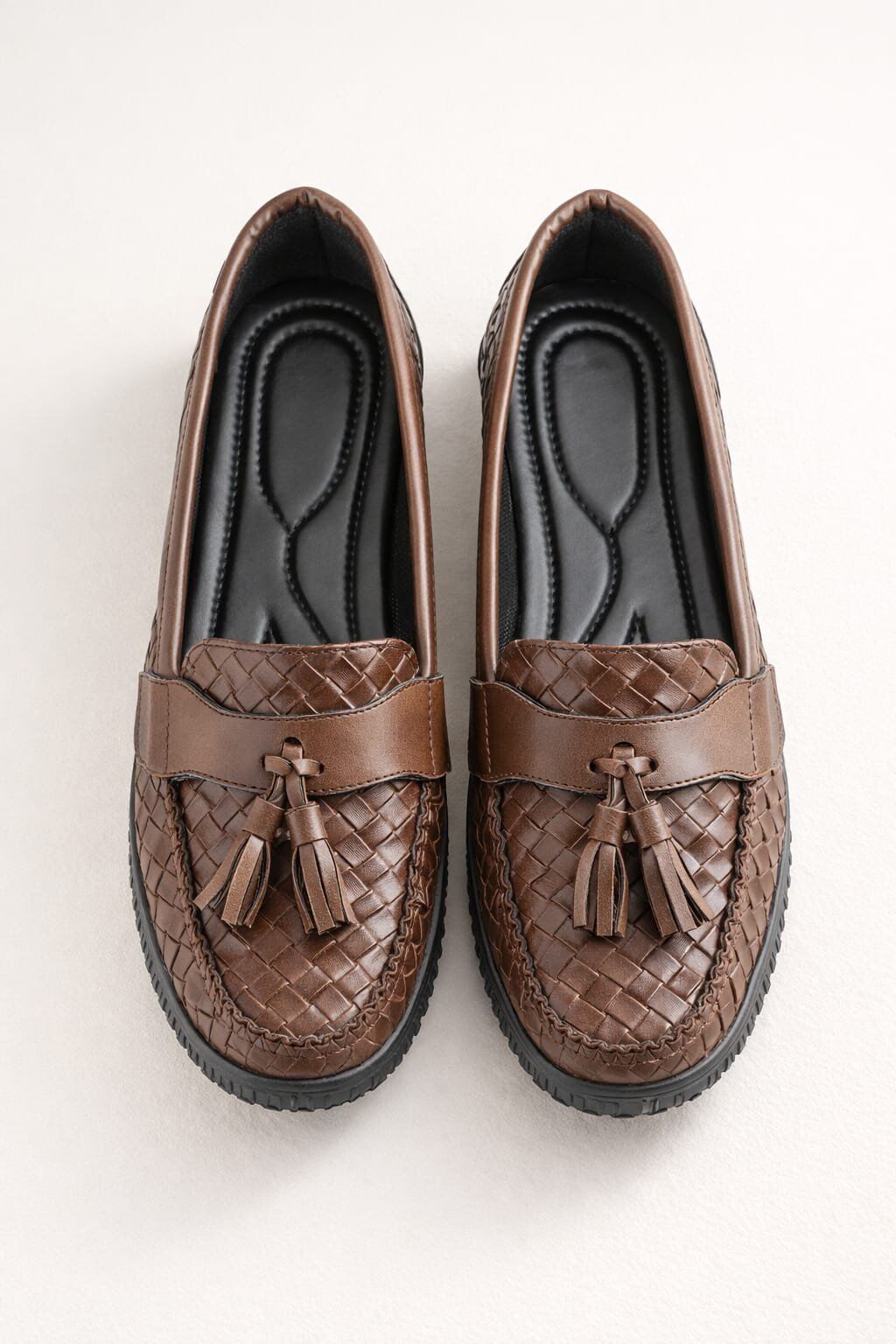 Kadın Örgü Desenli Püsküllü Rahat Comfort Loafer
