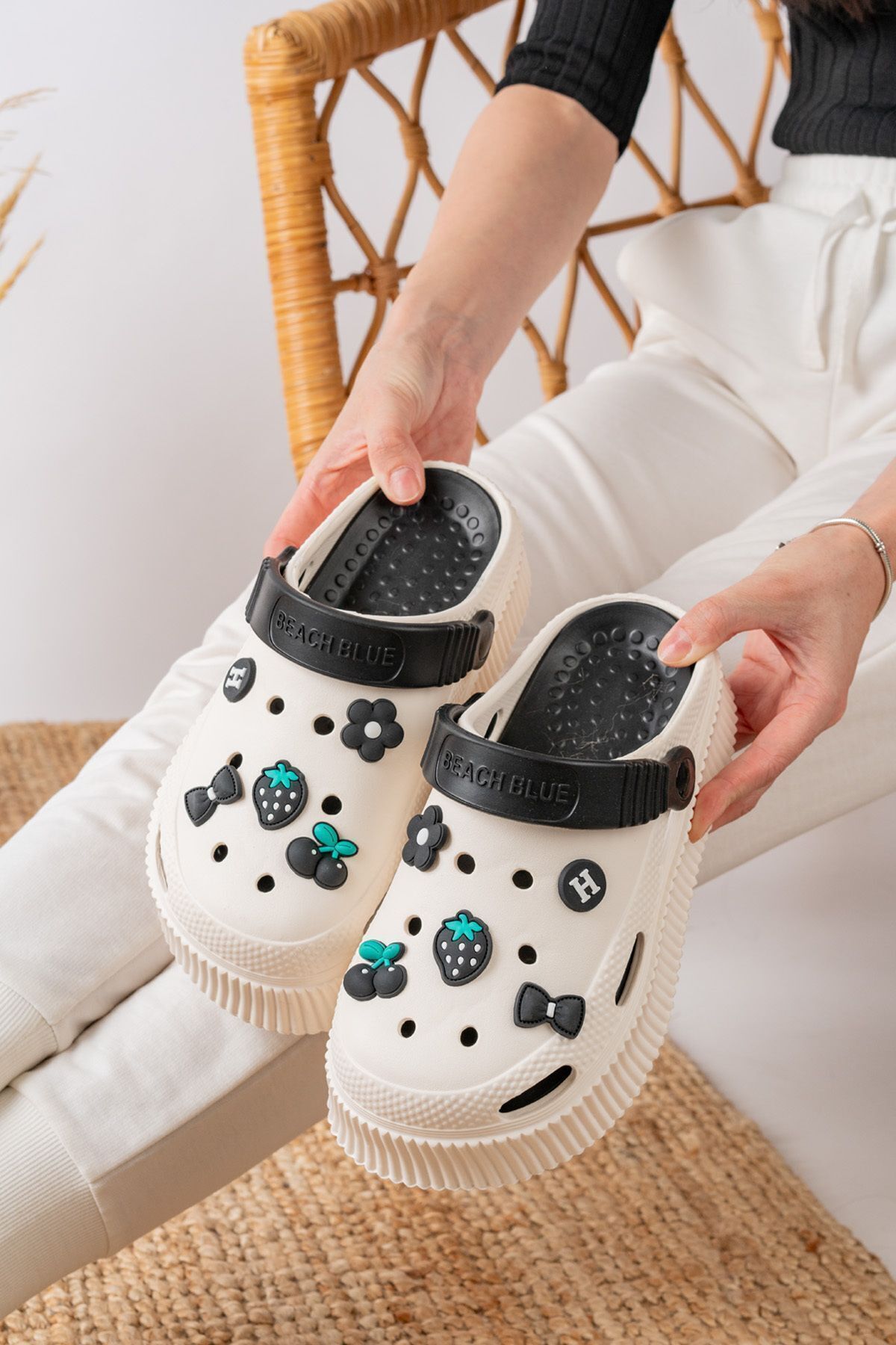 Unisex Yüksek Tabanlı Deniz Sabo Doktor Hemşire Hastane Comfort Sandalet Unisex VANİLYA SİYAH - 36