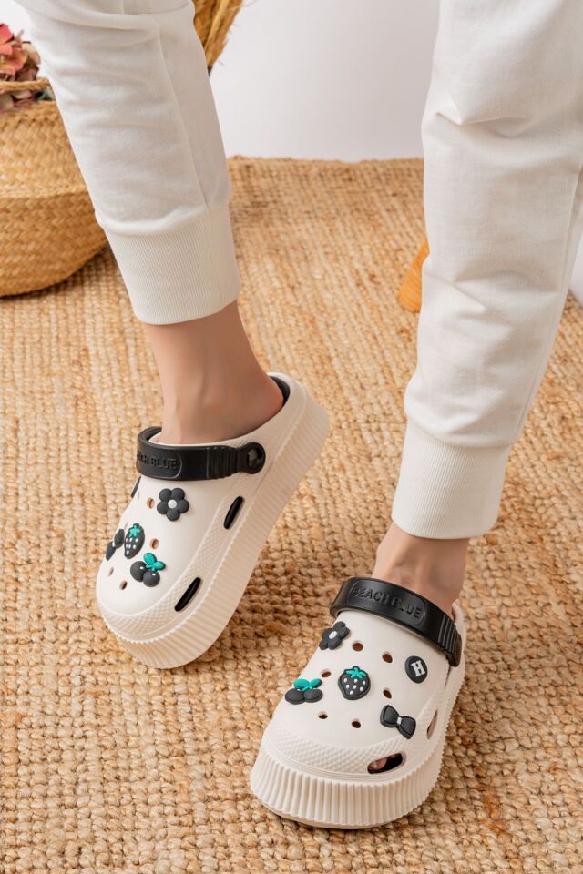 Unisex Yüksek Tabanlı Deniz Sabo Doktor Hemşire Hastane Comfort Sandalet Unisex VANİLYA SİYAH - 36
