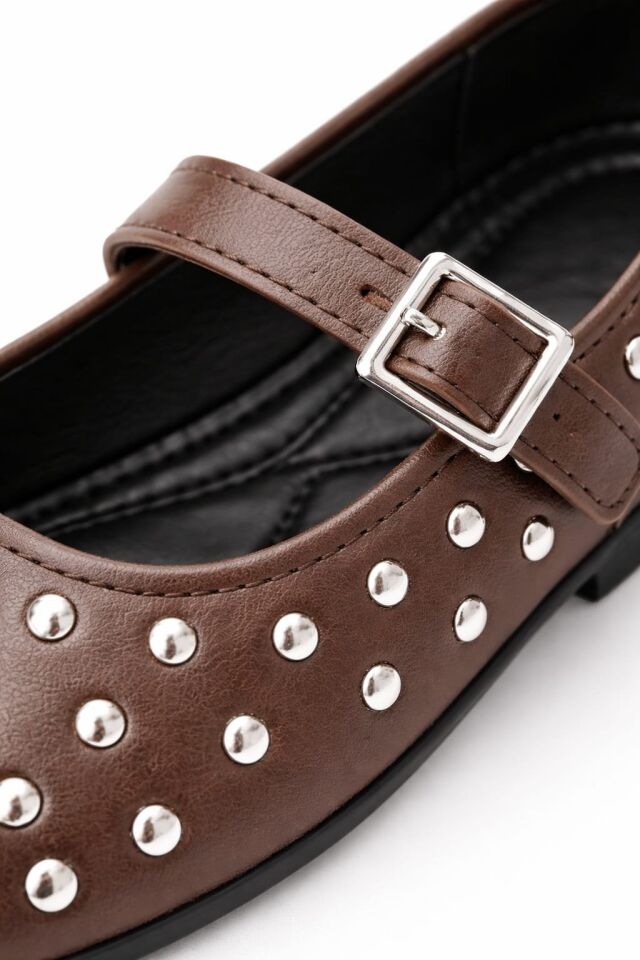 Kadın Bantlı Zımbalı Rahat Şık Babet KAHVERENGİ - 41