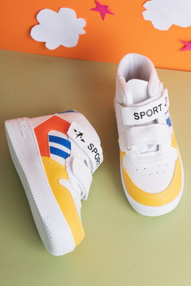 Kids Unisex Jordan Kışlık Mevsimlik Cilt Boğazlı Spor Bot Ayakkabı BEYAZ-MAVİ - 30